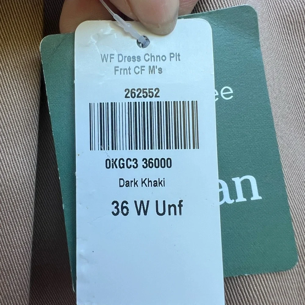 LL BEAN Dark Tan Khaki Pants Mens 36 Regular NWT NEW